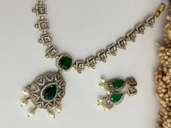 Emerald Victorian Diamond Necklace Set