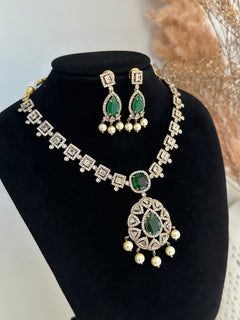 Emerald Victorian Diamond Necklace Set