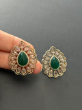 Green Polki Studs