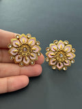 Baby Pink Antique Gold Studs