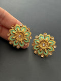 Sea Green Gold Studs