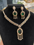 Emerald American Diamond Necklace Set