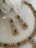 Emerald American Diamond Necklace Set