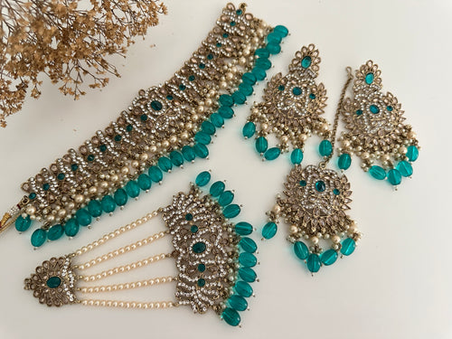 Teal Green Pakistani Choker Set