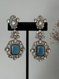 Navy Blue Victorian Diamond Earrings