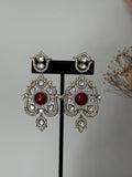 Maroon Victorian Diamond Earrings