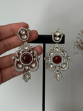 Maroon Victorian Diamond Earrings