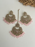 Pink Chandbali Tikka Set