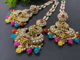 Multi-Colour Kundan Earrings Tikka Set