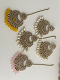 Yellow Chandbali Tikka Set