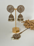 Pearl Polki Jhumka Tikka Set