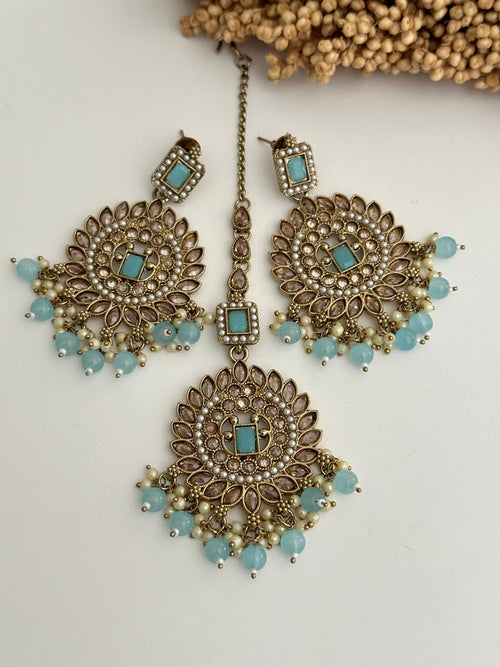 Light Blue Polki Tikka Set