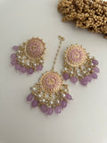 Lavender Engraved Stud Tikka Set