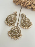 Pearl Polki Earring Tikka Set