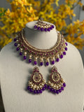 Wine Pink Polki Bahubali Necklace Set