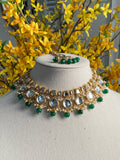 Green Uncut Kundan Necklace Set