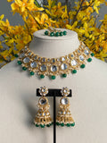 Green Uncut Kundan Necklace Set