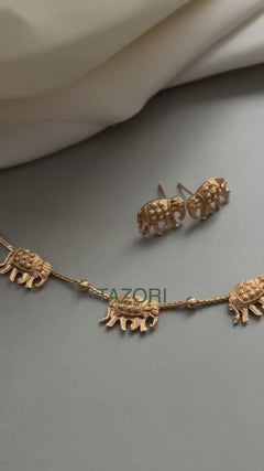 Gold imitation Elephant Necklace Set