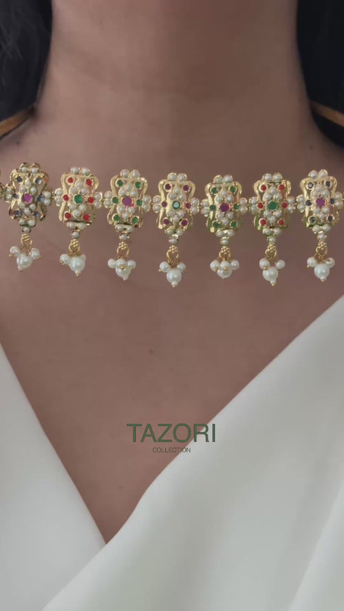 Multi-Colour Jadau choker Set