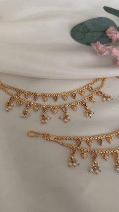 Gold Polki Ear Chains
