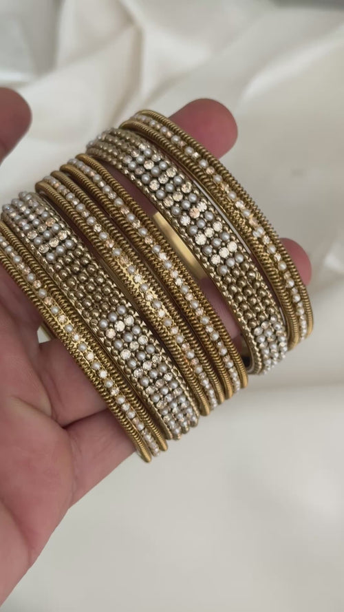 Antique Pearl Gold Kada Set